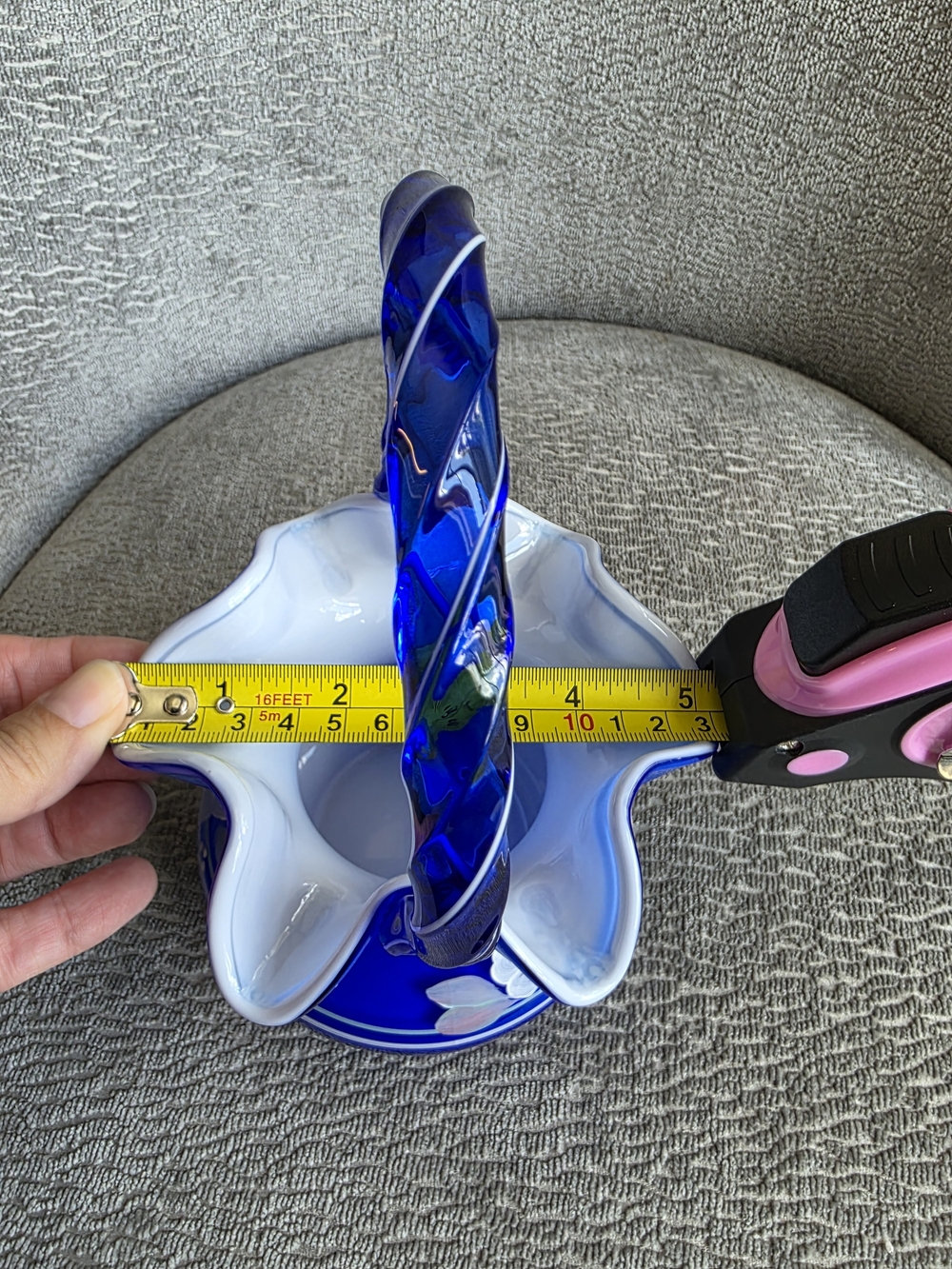 Beautiful Fenton Milk Glass Cobalt Blue Floral Hand Painted Legacy Collection - Picture 11 of 16
